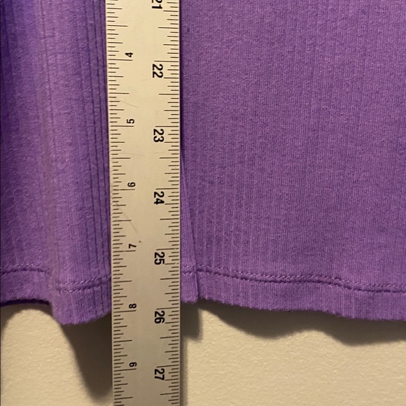 Talbots Lace Trim V-Neck Tee NWT Women’s 2X Purple Short Sleeve Ribbed Shirt - Picture 12 of 13